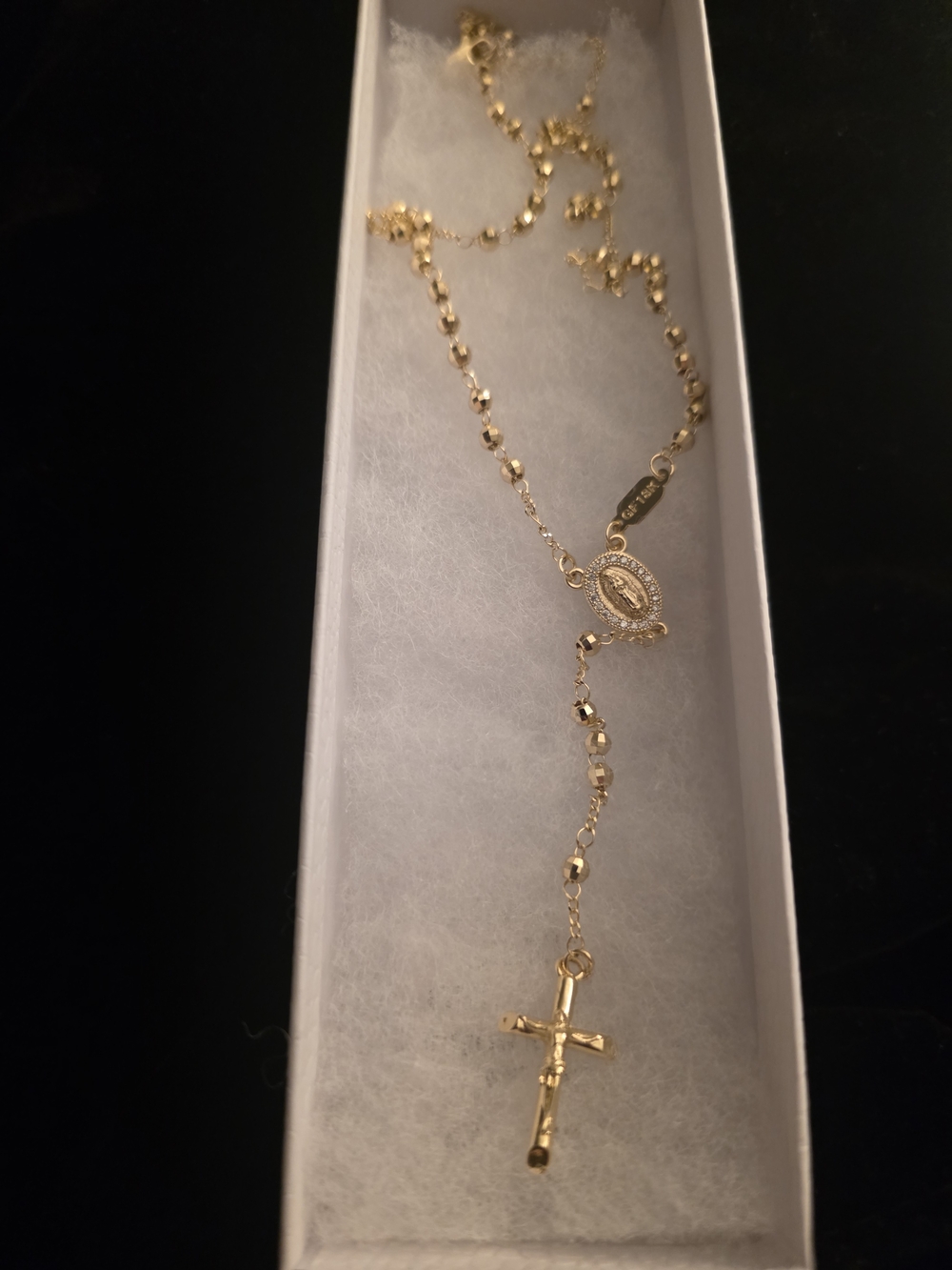 18k Gold-plated Rosary Necklace with Crucifix